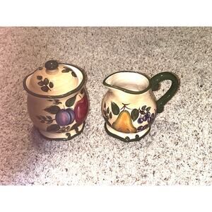 GRANADA Home Trends Sugar Lid Creamer Fruit Cottagecore Tuscan Farmhouse Rustic